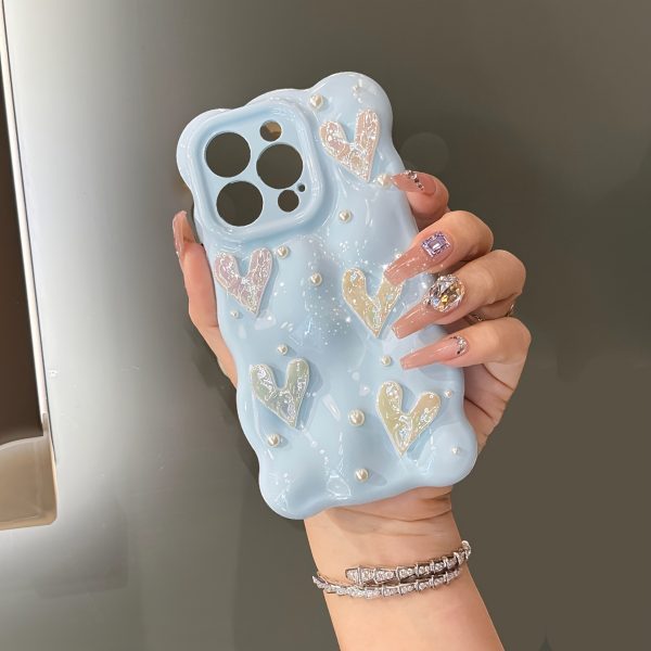 3D Laser Love Heart Cube Solid Color Wave Pattern Soft Phone Case for iPhone 16 15 13 Pro Max 11 12 14 Pro Max Luxury Glossy Shockproof Case - Image 12