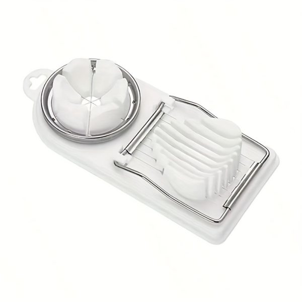 2-in-1 Multifunctional Egg Slicer and Wedger Set, Manual Egg Cutter with Stainless Steel Wires, Durable Plastic Base, Kitchen Gadget for Hard Boiled Eggs - Slices, Wedges & Dices - Pack of 1 - Image 7