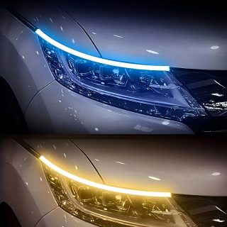 2pcs Automotive LED Decorative Light Strip Start Scan Atmosphere Light Car Grille Mesh Flow Light Flow Light with Dual Color Environment Light