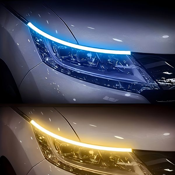 2pcs Automotive LED Decorative Light Strip Start Scan Atmosphere Light Car Grille Mesh Flow Light Flow Light with Dual Color Environment Light