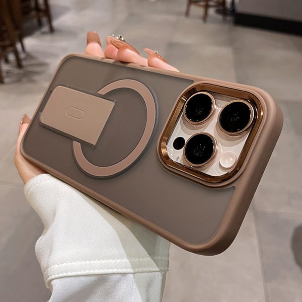 New Minimalist Frosted Hidden Stand Phone Case, Suitable for iPhone 16 15 14 13 12 11pro Max/plus 16E Unisex All Inclusive Anti Fall Phone Case - Image 2