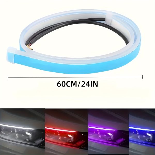 2pcs Automotive LED Decorative Light Strip Start Scan Atmosphere Light Car Grille Mesh Flow Light Flow Light with Dual Color Environment Light - Image 10