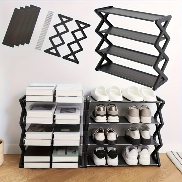 4-Tier Space-Saving Shoe Rack - Durable Plastic and Metal Design, Easy to Assemble, Ideal for Entryways, Bedrooms, and Dorms, Minimalist Style Shoe Storage Solution | Minimalist Shoe Organizer | Sturdy Structure, Shoe Storage Shelf - Image 11
