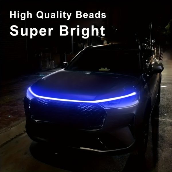 LED Car Hood Vent Light, 60-Inch Neon Accent Strip, Multicolor Startup Scanner Light Bar, 12V High Brightness Neon Lights, with Hard Wiring, for Various Models, Without Battery - Image 4