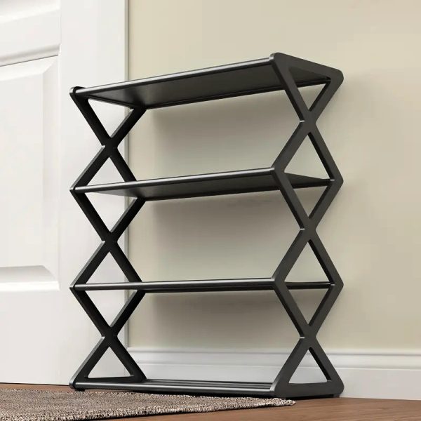 4-Tier Space-Saving Shoe Rack - Durable Plastic and Metal Design, Easy to Assemble, Ideal for Entryways, Bedrooms, and Dorms, Minimalist Style Shoe Storage Solution | Minimalist Shoe Organizer | Sturdy Structure, Shoe Storage Shelf - Image 6