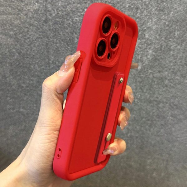 for iPhone 16 15 14 13 12 11 Pro Max X XS XR Red Protective Case Thick Shockproof Silicone Phone Cover with Telescopic Ring Stand - Image 2