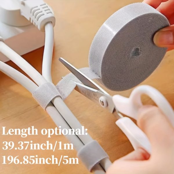 1 Roll Reusable Cable Ties - Multi-Purpose Fastening Tape for Cord Organization, Wire Management, and Storage - No Battery Needed - Image 2
