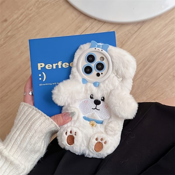 3D Plush Embroidered White Puppy Phone Case, Suitable for Apple 16/15 Pro Max/15 Pro/15/15Plus/14 Pro Max/14 Pro/14Plus/14/13 Pro Max/13 Pro/13 /12 Pro Max/12 Pro/12/11Pro Max/11 Plush Phone Case - Image 7