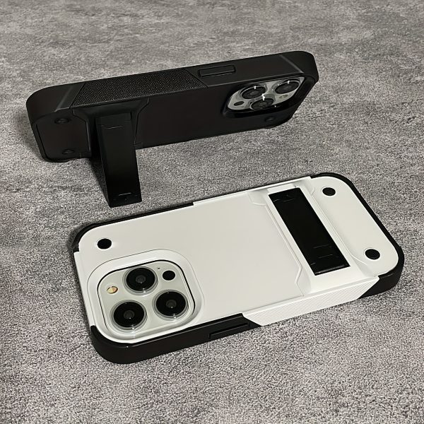 Luxury Hybrid PC Armor Phone Case Compatible with iPhone 16 15 14 13 12 11 Pro Max Plus Folding Stand Shockproof Protective Cover - Image 2
