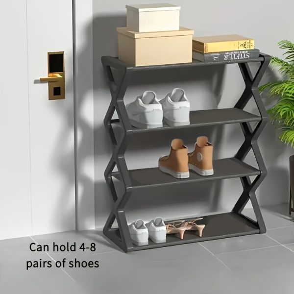 4-Tier Space-Saving Shoe Rack - Durable Plastic and Metal Design, Easy to Assemble, Ideal for Entryways, Bedrooms, and Dorms, Minimalist Style Shoe Storage Solution | Minimalist Shoe Organizer | Sturdy Structure, Shoe Storage Shelf - Image 3