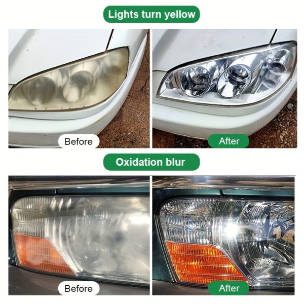 Jiang Jia Bao Universal Car Headlight Restoration Kit, PE Polishing Agent Scratch Remover, Renewal Polish and Maintenance Fluid, Auto Headlight Repair Liquid, Essential Auto Accessories - Image 4
