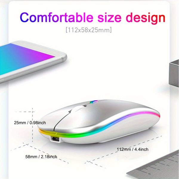 Rechargeable Wireless Mouse Computer Mouse Quiet Pause with Backlight RGB Mouse Suitable for Laptop PC for ipad - Image 3