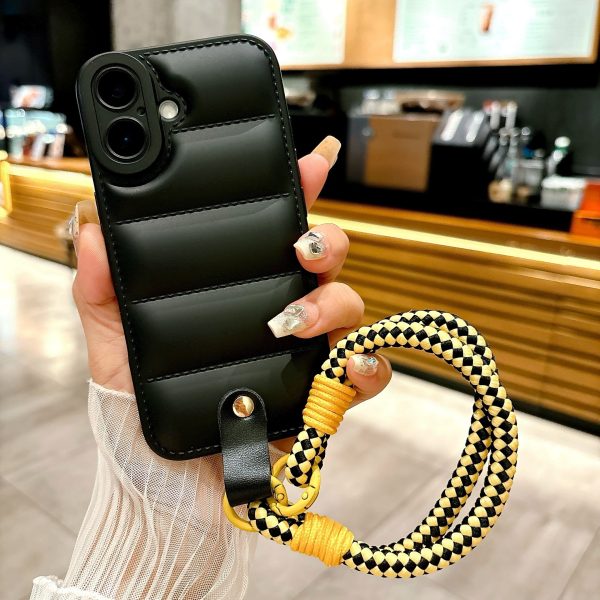 European and American Simple Down Jacket with Lanyard Suitable for iPhone 16 15 14 13 12 11 PRO MAX PLUS Premium Soft Case, Anti-Drop Phone Cover - Image 11