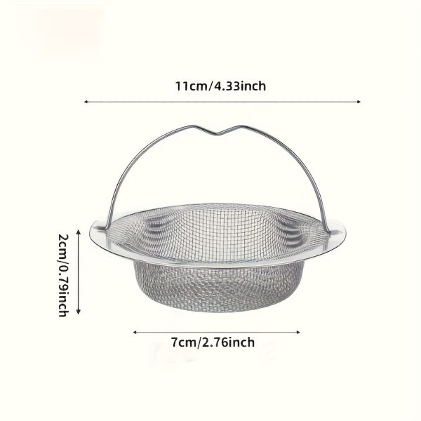 1pc of stainless steel sink filter with handle - rust-proof and mesh filter, suitable for kitchen and bathroom sinks, 201 stainless steel, prevents clogging easily without effort, perfect for draining vegetables and fruits, kitchen sink filter - Image 4