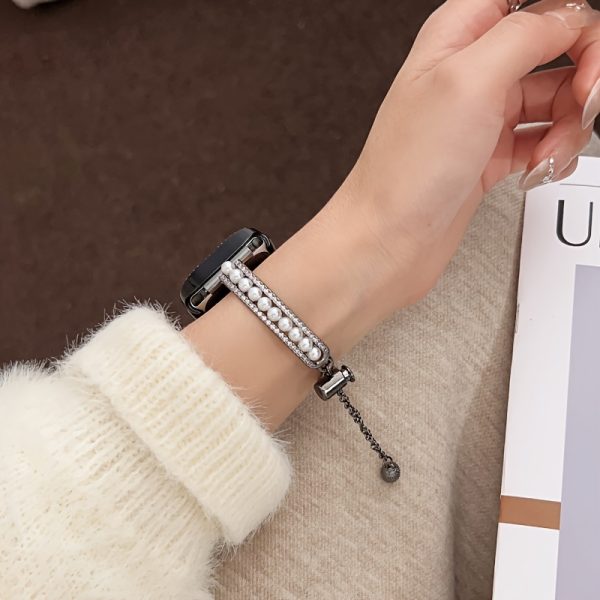 1 for apple Watch Women'S Gorgeous Fashion Luxury Adjustable Length Double Row Diamond Set Pearl Bracelet Strap Suitable for IWatch38/40/41/42/44/45/46/49mm Suitable for Apple Watch for apple Watch - Material: Alloy; Battery Properties: Without Battery; Material: Copper - Image 10