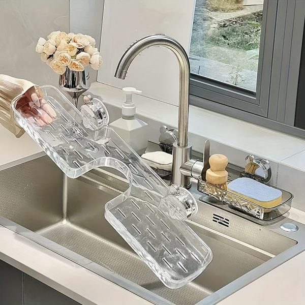 No-Drill Suction Cup Wall-Mounted Bathroom Shelf Organizer - Multi-Compartment Chrome Plastic Sink Countertop Storage for Toiletries, Toothbrushes & Bottles, Space-Saving Modern Design for Bathroom Vanity & Makeup Station, Bathroom Organizer, Shelves - Image 5