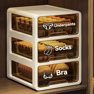 2/3pcs Space-Saving Multi-Compartment Drawer Organizer for Underwear, Socks, and Bras - Durable Plastic Storage Solution with Portable Design, Closet Organizers And Storage