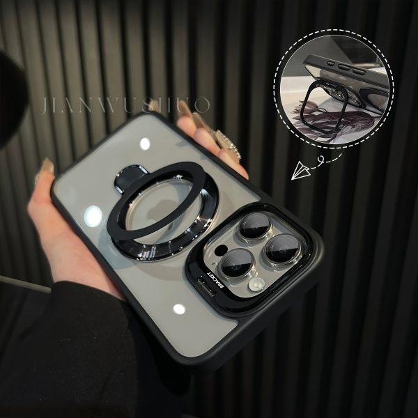 Versatile Metal Lens Double Bracket Magnetic Phone Case Compatible with for iphone Models 11, 12, 13, 14, 15, And 16 Plus Pro Max, Includes a Complimentary Lens - Image 6