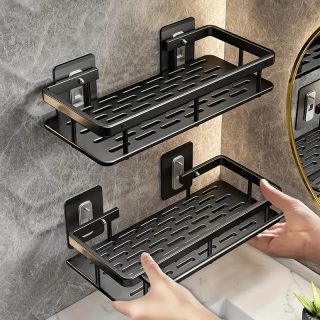 Wall-mounted Shower Rack, Large Capacity, No-drill Installation, Floating Shelf for Bathroom and Kitchen, Space-saving, Easy to Install, Used to Store Toiletries, Cosmetics and Miscellaneous Items