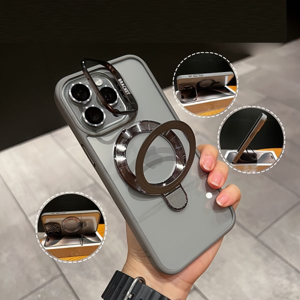 Versatile Metal Lens Double Bracket Magnetic Phone Case Compatible with for iphone Models 11, 12, 13, 14, 15, And 16 Plus Pro Max, Includes a Complimentary Lens - Image 5