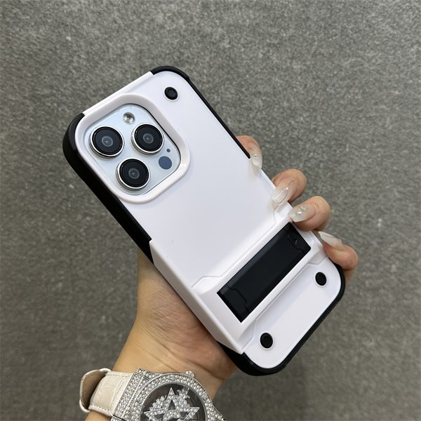 Luxury Hybrid PC Armor Phone Case Compatible with iPhone 16 15 14 13 12 11 Pro Max Plus Folding Stand Shockproof Protective Cover - Image 7