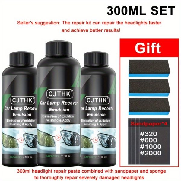 Jiang Jia Bao Universal Car Headlight Restoration Kit, PE Polishing Agent Scratch Remover, Renewal Polish and Maintenance Fluid, Auto Headlight Repair Liquid, Essential Auto Accessories - Image 9