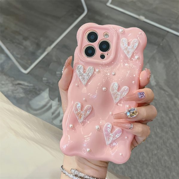 3D Laser Love Heart Cube Solid Color Wave Pattern Soft Phone Case for iPhone 16 15 13 Pro Max 11 12 14 Pro Max Luxury Glossy Shockproof Case - Image 10