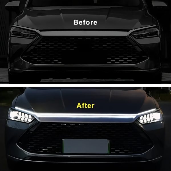LED Car Hood Vent Light, 60-Inch Neon Accent Strip, Multicolor Startup Scanner Light Bar, 12V High Brightness Neon Lights, with Hard Wiring, for Various Models, Without Battery - Image 8