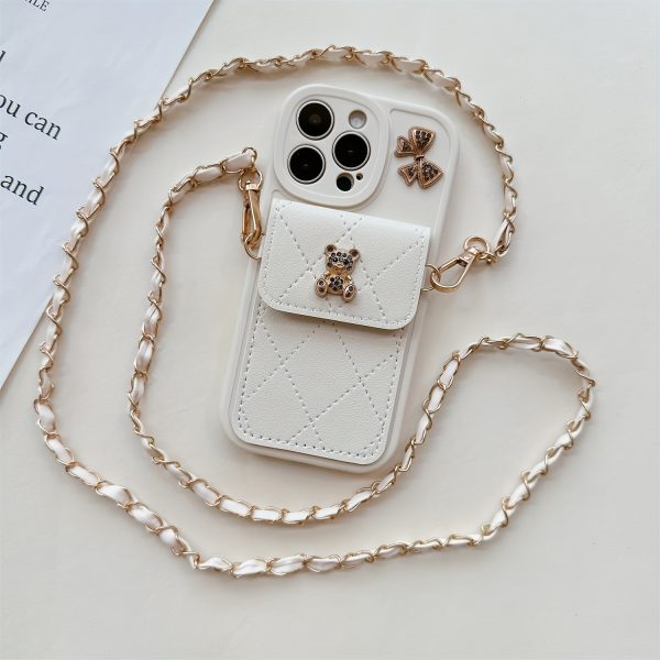 3D Cartoon Bear with Bowknot Mobile Phone Case, with Lanyard, Suitable for iPhone 16/15Promax/15/16plus/14 with Lanyard, Can be Carried Diagonally, 12/13promax Full Cover Soft Case 11 Protective Case Coin Wallet - Image 12