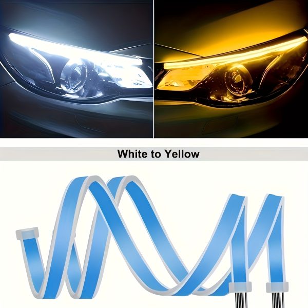 2pcs Automotive LED Decorative Light Strip Start Scan Atmosphere Light Car Grille Mesh Flow Light Flow Light with Dual Color Environment Light - Image 6