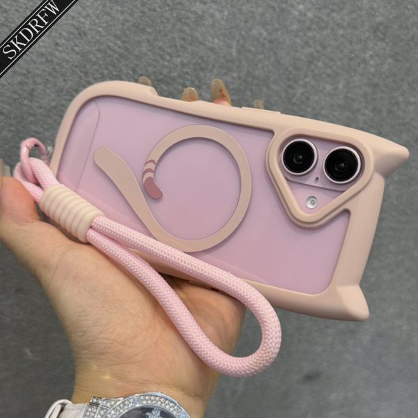 This Is a Cute, Minimalist, Japanese And Korean Style Phone Case Featuring 3D Cartoon Cat Ears And a Transparent Acrylic Design with a Magnetic Ring And a Cat Tail. It Comes with a Lanyard And Is Compatible with Iphone Models 16, 16 Plus, 16 Pro, 16 Pro Max, 16E, 15, 15 Pro, 15 Pro Max, 14, 14 Pro, 14 Pro Max, 13, 13 Pro, 13 Pro Max, 12, 12 Pro, 12 Pro Max, And 11. It Also Supports Wireless Charging. - Image 16