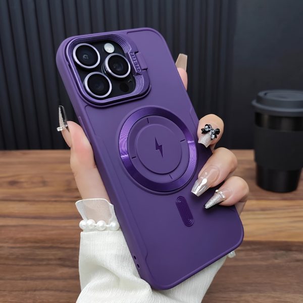 Suitable for iPhone 16 phone case, iPhone 15 ProMax magnetic wireless charging 14 invisible folding stand, 13 PRO anti drop case cover, 12 frosted silicone protective cover, 11 fashionable and simple - Image 15