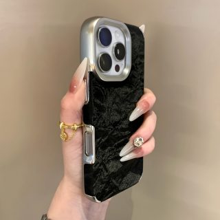 Opulent Velvet Matte Phone Case for Iphone 16, 15, 14, 13, 12 Pro Max, 16, 15, 14 Plus, 11 Vintage Faux Leather Back