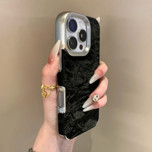 Opulent Velvet Matte Phone Case for Iphone 16, 15, 14, 13, 12 Pro Max, 16, 15, 14 Plus, 11 Vintage Faux Leather Back