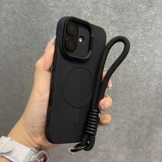 Magnetic Wireless Charging Phone Case with Full Coverage And Luxury Lens Bracket for Iphone Models 16, 15, 14, 13, 12 Pro Max, And 11, Featuring a Shockproof Bumper And a Wrist