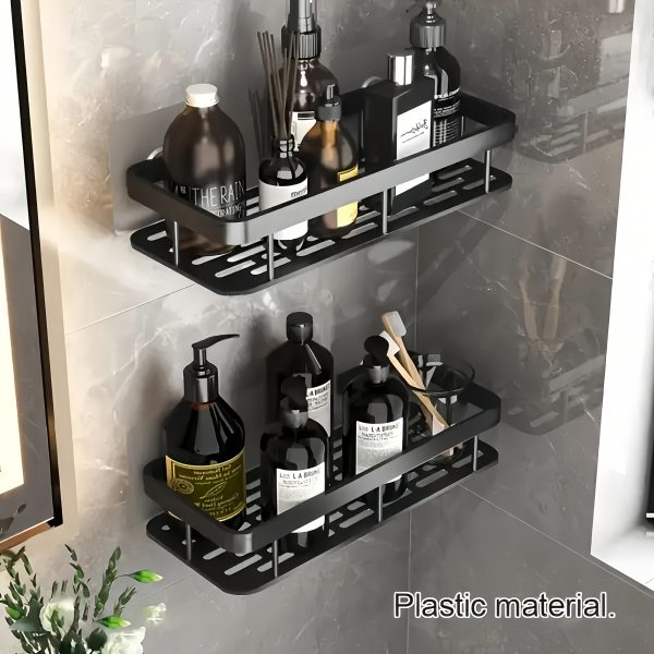 Wall-mounted Shower Rack, Large Capacity, No-drill Installation, Floating Shelf for Bathroom and Kitchen, Space-saving, Easy to Install, Used to Store Toiletries, Cosmetics and Miscellaneous Items - Image 4