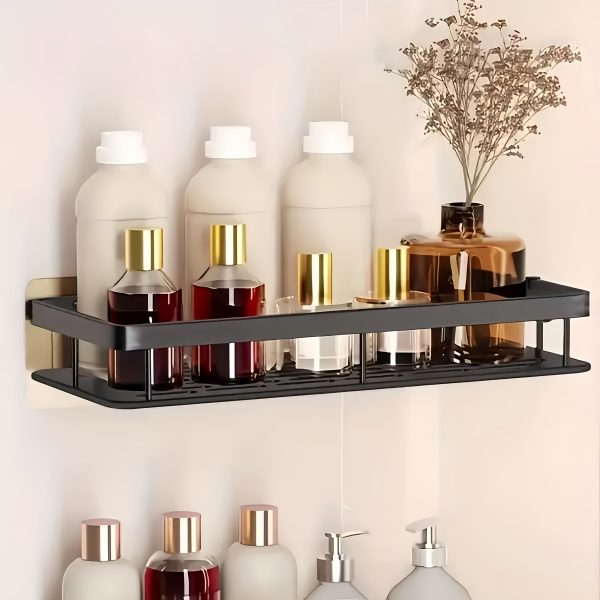 Wall-mounted Shower Rack, Large Capacity, No-drill Installation, Floating Shelf for Bathroom and Kitchen, Space-saving, Easy to Install, Used to Store Toiletries, Cosmetics and Miscellaneous Items - Image 6