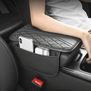 1pc PU Leather Car Armrest Pad with Storage Bag - Comfortable Elbow Support, Stylish Stitching Design, Fit for All Vehicles, Ergonomic Driver Side Organizer with Phone & Essentials Storage, Car Armrest Cover, Travel Convenience, Sleek Interior Upgrade, Soft Padding, Vehicle Accessory, Frequent Travelers