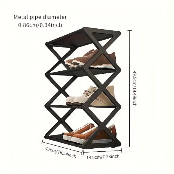 4-Tier Space-Saving Shoe Rack - Durable Plastic and Metal Design, Easy to Assemble, Ideal for Entryways, Bedrooms, and Dorms, Minimalist Style Shoe Storage Solution | Minimalist Shoe Organizer | Sturdy Structure, Shoe Storage Shelf - Image 5