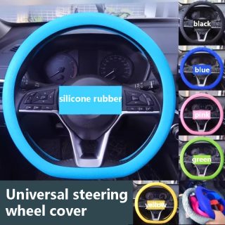 Thin Silicone Rubber Steering Wheel Cover - Non-Slip, Anti-Sweat, Soft & Flexible, Available in Blue, Black, Green, Pink, Yellow - Universal Fit for All Vehicles, All-Season Use, Vehicle Accessory | Modern Car Accessory | Flexible Material