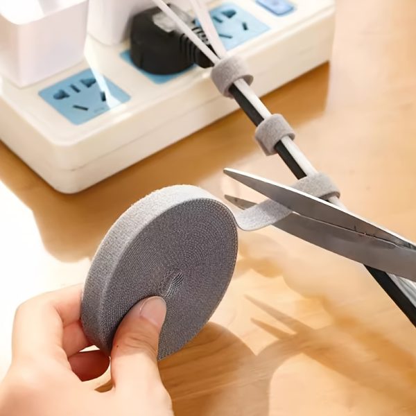 1 Roll Reusable Cable Ties - Multi-Purpose Fastening Tape for Cord Organization, Wire Management, and Storage - No Battery Needed - Image 4