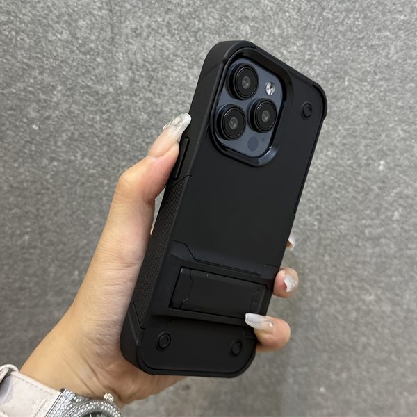 Luxury Hybrid PC Armor Phone Case Compatible with iPhone 16 15 14 13 12 11 Pro Max Plus Folding Stand Shockproof Protective Cover - Image 10