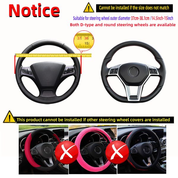 1pc Non-Slip Grip PU Leather Steering Wheel Cover for 36.83-38.1 cm Wheels - Textured Surface with Enhanced Control, Black with Red Stitching, Fit, Durable & Comfortable Design - Image 14
