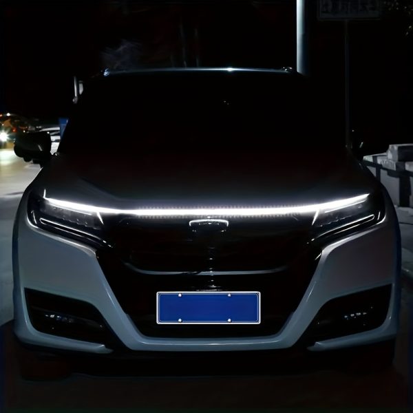 LED Car Hood Vent Light, 60-Inch Neon Accent Strip, Multicolor Startup Scanner Light Bar, 12V High Brightness Neon Lights, with Hard Wiring, for Various Models, Without Battery - Image 6
