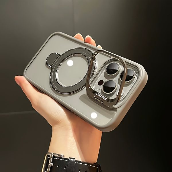 Metal Lens Dual Stand Transparent Magnetic Mobile Phone Case for iPhone 16 15 14 13 12 11 Pro Max Plus with Lens Protection Film - Image 10