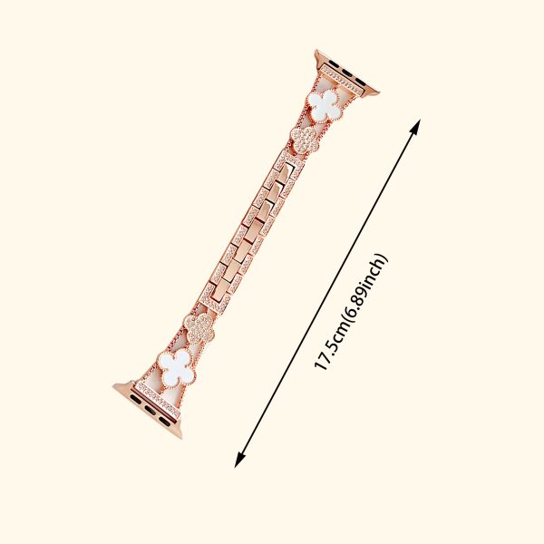 Elegant Women's Waterproof Golden-Plated Watch Band with Sparkling Floral Rhinestones - Fits 38/40/41/42/44/45/46/49mm, for iWatch Ultra/SE/Series 1-10, Luxury Metal Strap with Jewelry Clasp, Bling Watch - Image 2