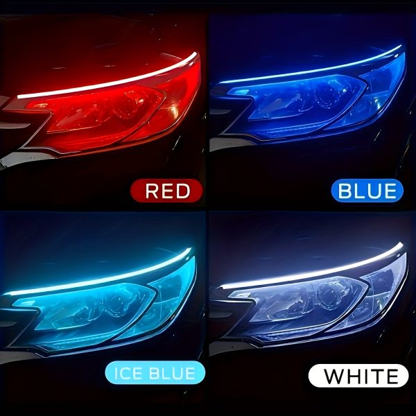 2pcs Automotive LED Decorative Light Strip Start Scan Atmosphere Light Car Grille Mesh Flow Light Flow Light with Dual Color Environment Light - Image 3