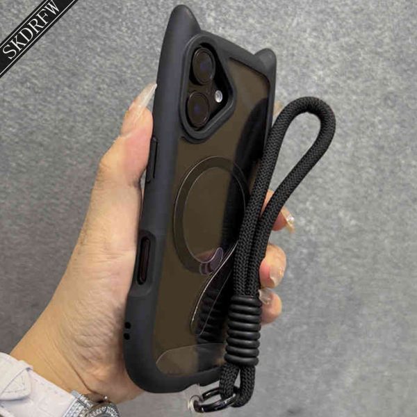 This Is a Cute, Minimalist, Japanese And Korean Style Phone Case Featuring 3D Cartoon Cat Ears And a Transparent Acrylic Design with a Magnetic Ring And a Cat Tail. It Comes with a Lanyard And Is Compatible with Iphone Models 16, 16 Plus, 16 Pro, 16 Pro Max, 16E, 15, 15 Pro, 15 Pro Max, 14, 14 Pro, 14 Pro Max, 13, 13 Pro, 13 Pro Max, 12, 12 Pro, 12 Pro Max, And 11. It Also Supports Wireless Charging. - Image 8