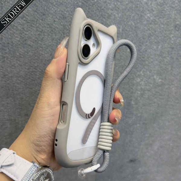 This Is a Cute, Minimalist, Japanese And Korean Style Phone Case Featuring 3D Cartoon Cat Ears And a Transparent Acrylic Design with a Magnetic Ring And a Cat Tail. It Comes with a Lanyard And Is Compatible with Iphone Models 16, 16 Plus, 16 Pro, 16 Pro Max, 16E, 15, 15 Pro, 15 Pro Max, 14, 14 Pro, 14 Pro Max, 13, 13 Pro, 13 Pro Max, 12, 12 Pro, 12 Pro Max, And 11. It Also Supports Wireless Charging. - Image 10