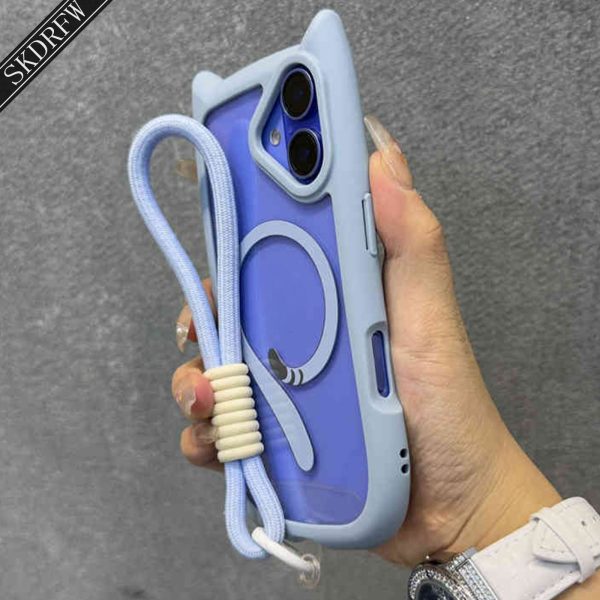 This Is a Cute, Minimalist, Japanese And Korean Style Phone Case Featuring 3D Cartoon Cat Ears And a Transparent Acrylic Design with a Magnetic Ring And a Cat Tail. It Comes with a Lanyard And Is Compatible with Iphone Models 16, 16 Plus, 16 Pro, 16 Pro Max, 16E, 15, 15 Pro, 15 Pro Max, 14, 14 Pro, 14 Pro Max, 13, 13 Pro, 13 Pro Max, 12, 12 Pro, 12 Pro Max, And 11. It Also Supports Wireless Charging. - Image 17